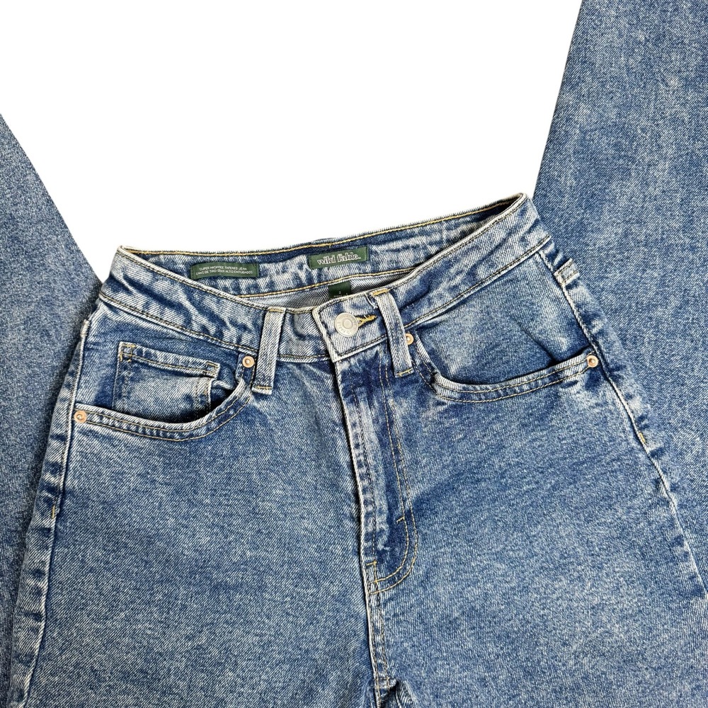 Wild Fable Super High Rise Tapered‎ Jeans Acid Wash Blue Denim Women Size 2 - Picture 2 of 5